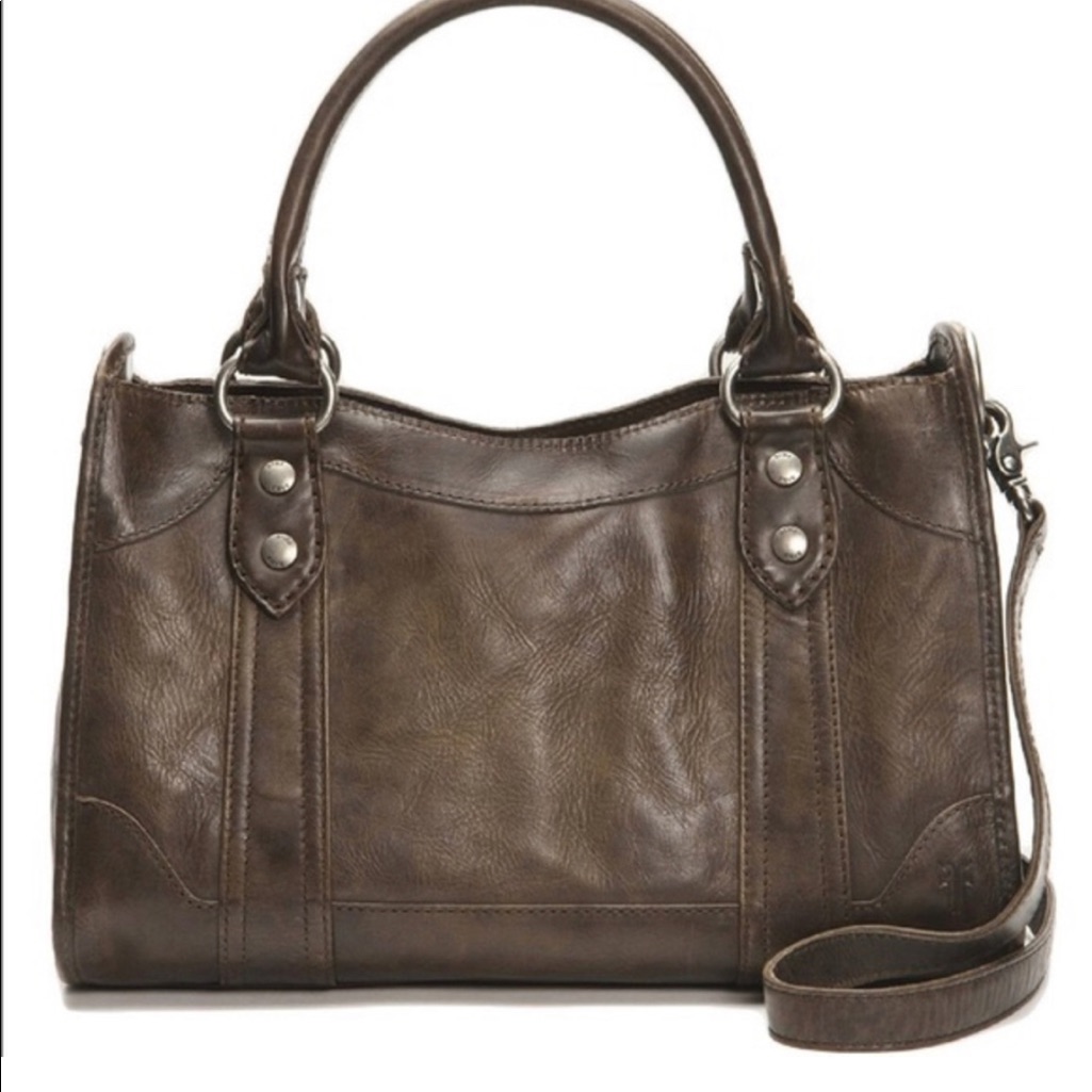 Frye Melissa Satchel/Crossbody Distressed Leather Slate